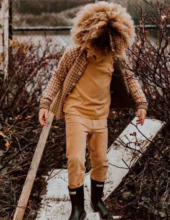 little Hedonist - Tee-shirt manches longues Joseph iced coffee / Veste MECX Jacquard / Pantalon semi-évasé pattes d'éléphant 'Boy' - Iced Coffee